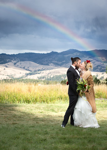 rainbow at circus themed wedding